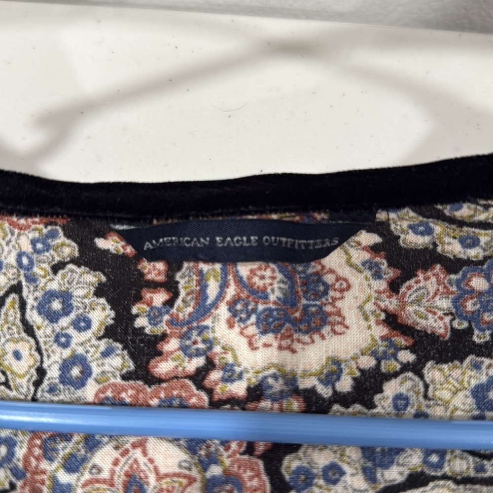 American Eagle Outfitters Long Sleeve Paisley Dress in Black, Rust, Cream - Picture 10 of 10